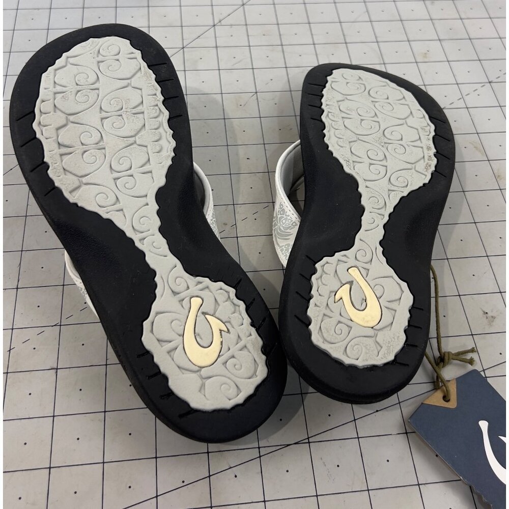 Olukai Women's 'Ohana Sandals Sz. 7 White/Black Flip-Flops New - Picture 5 of 7